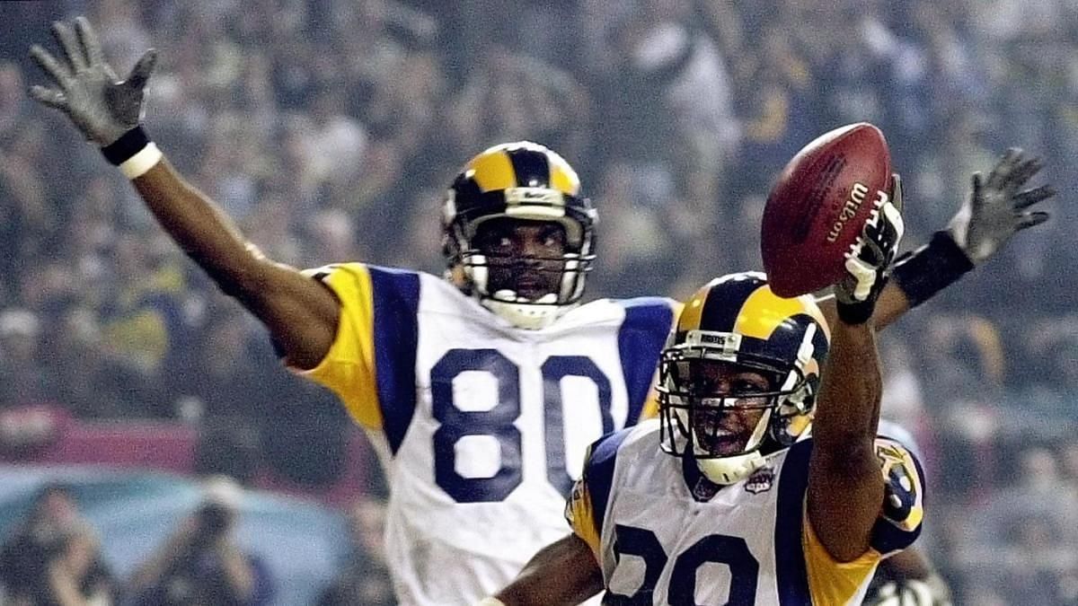 : Isaac Bruce, Randy Moss & Marvin Harrison - 3 Wide (Receivers):  The Latest in Surface-to-Air Weapons - ESPN Magazine - January 10, 2000 :  Collectibles & Fine Art