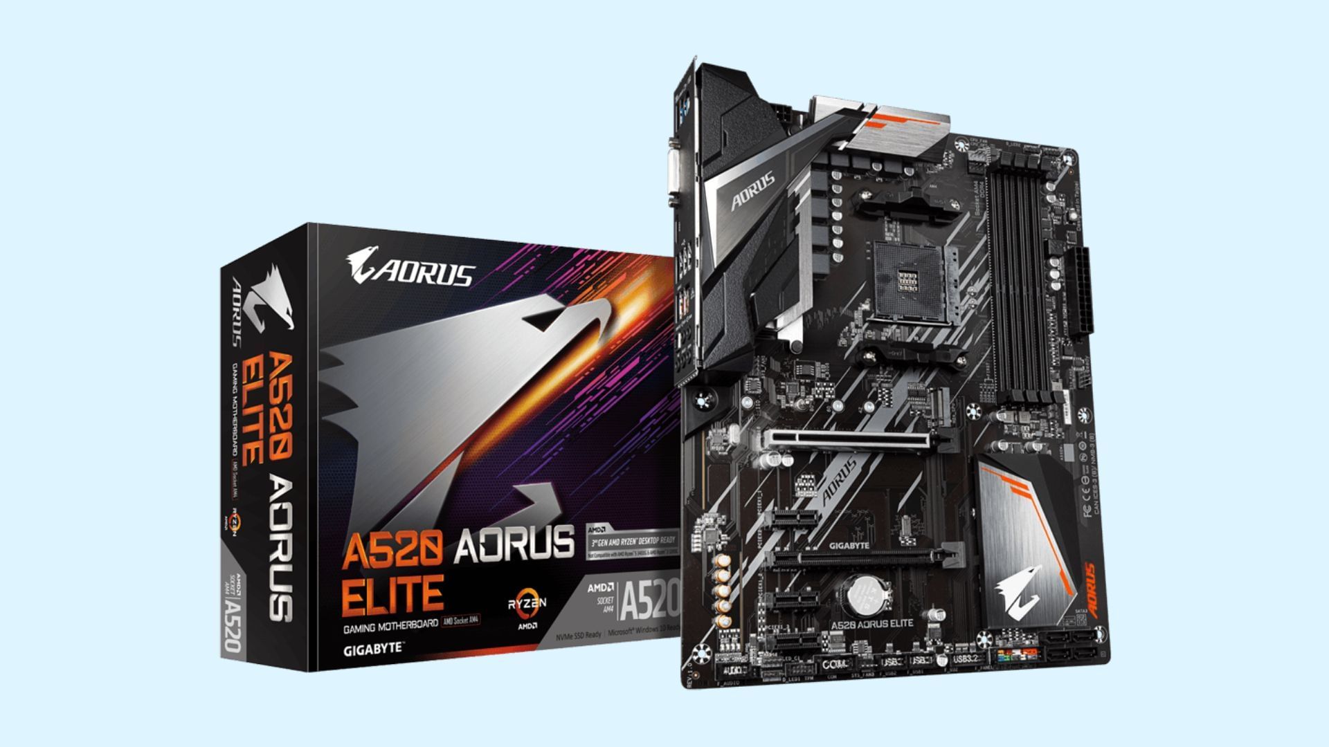 The Gigabyte A520 AORUS Elite motherboard (Image via Gigabyte)