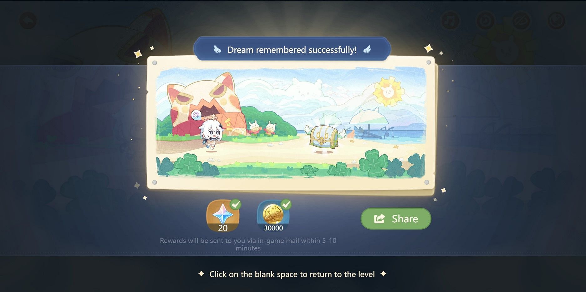 Getting all of the questions correct will show players this screen (Image via HoYoverse)