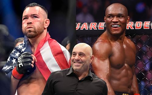 Colby Covington (left), Joe Rogan (center), and Kamaru Usman (right) (Images via Getty)