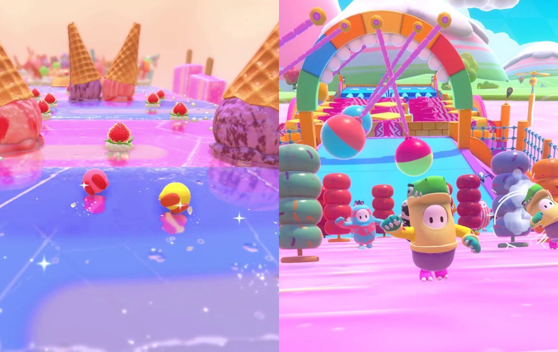 What are the differences between Kirby's Dream Buffet and Fall