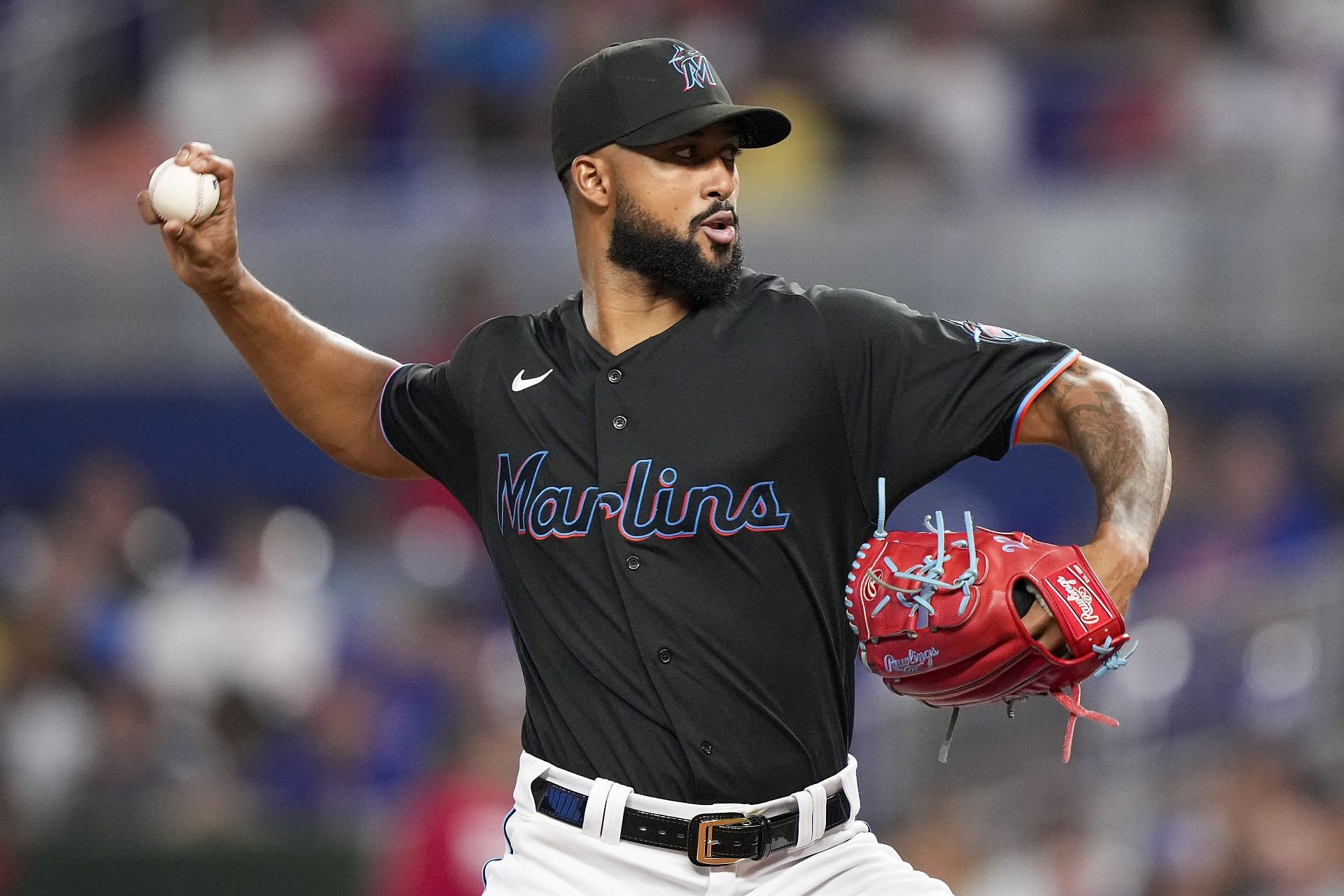 Sandy Alcantara on the mound for the Miami Marlins