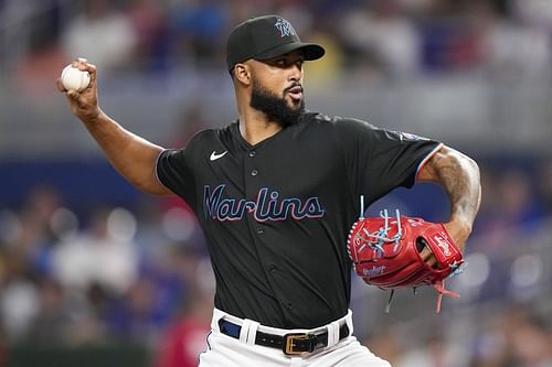 Sandy Alcantara on the mound for the Miami Marlins