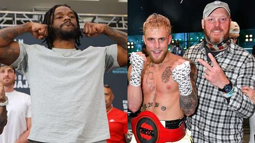 Hasim Rahman Jr. (left) and Jake Paul with his father, Greg Paul (right)