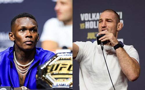 Israel Adesanya (left) & Sean Strickland (right) at the UFC 276 presser