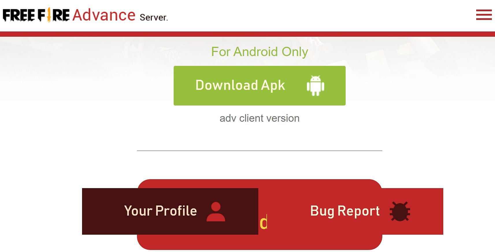 Users can access the APK link after successfully registering for the Advance Server (Image via Garena)