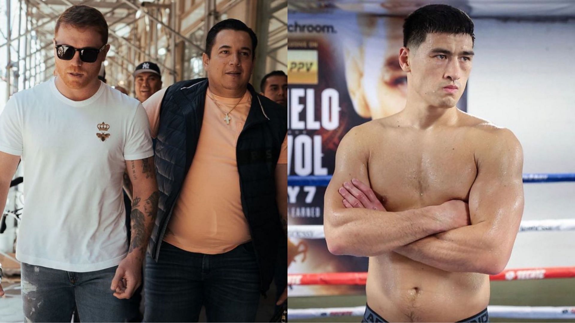 Canelo Alvarez and Eddy Reynoso (left, @canelo), Dmitry Bivol (right, @bivol_d) [images courtesy of Instagram]