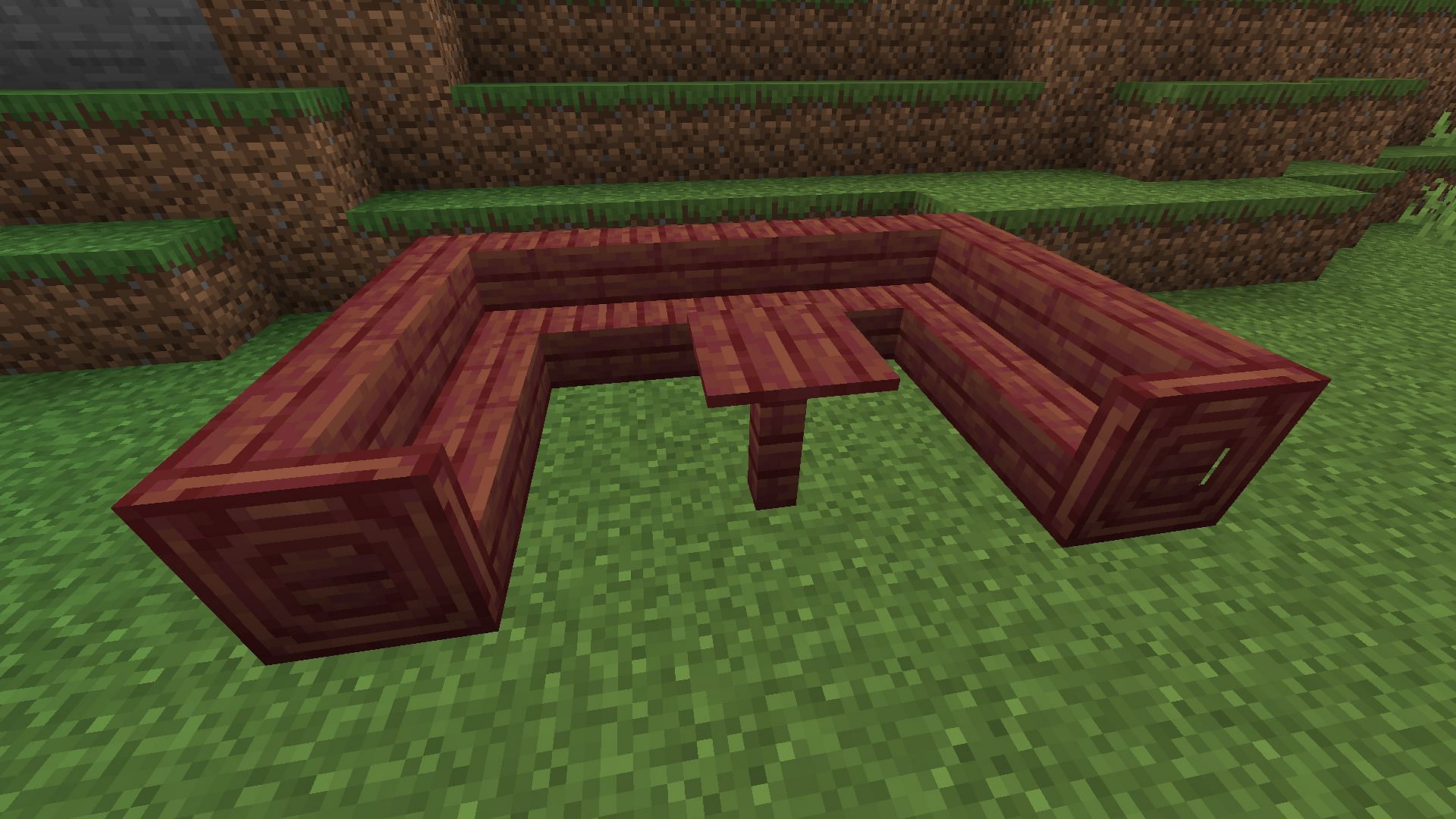 Couch made from mangrove wood (Image via Minecraft 1.19)