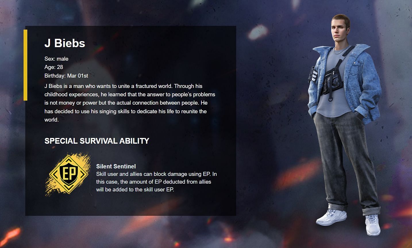 J Biebs&#039; ability is called Silent Sentinel (Image via Garena)