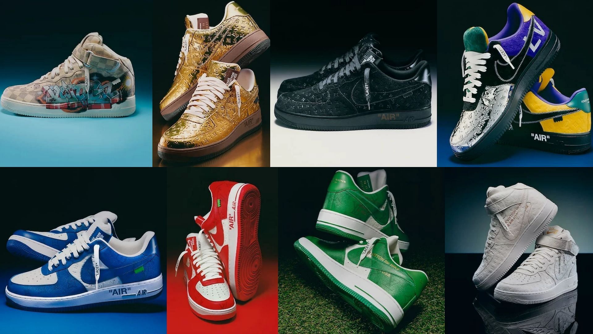 Louis Vuitton x Nike Air Force 1 Low 40th anniversary pack (Image via Sportskeeda)