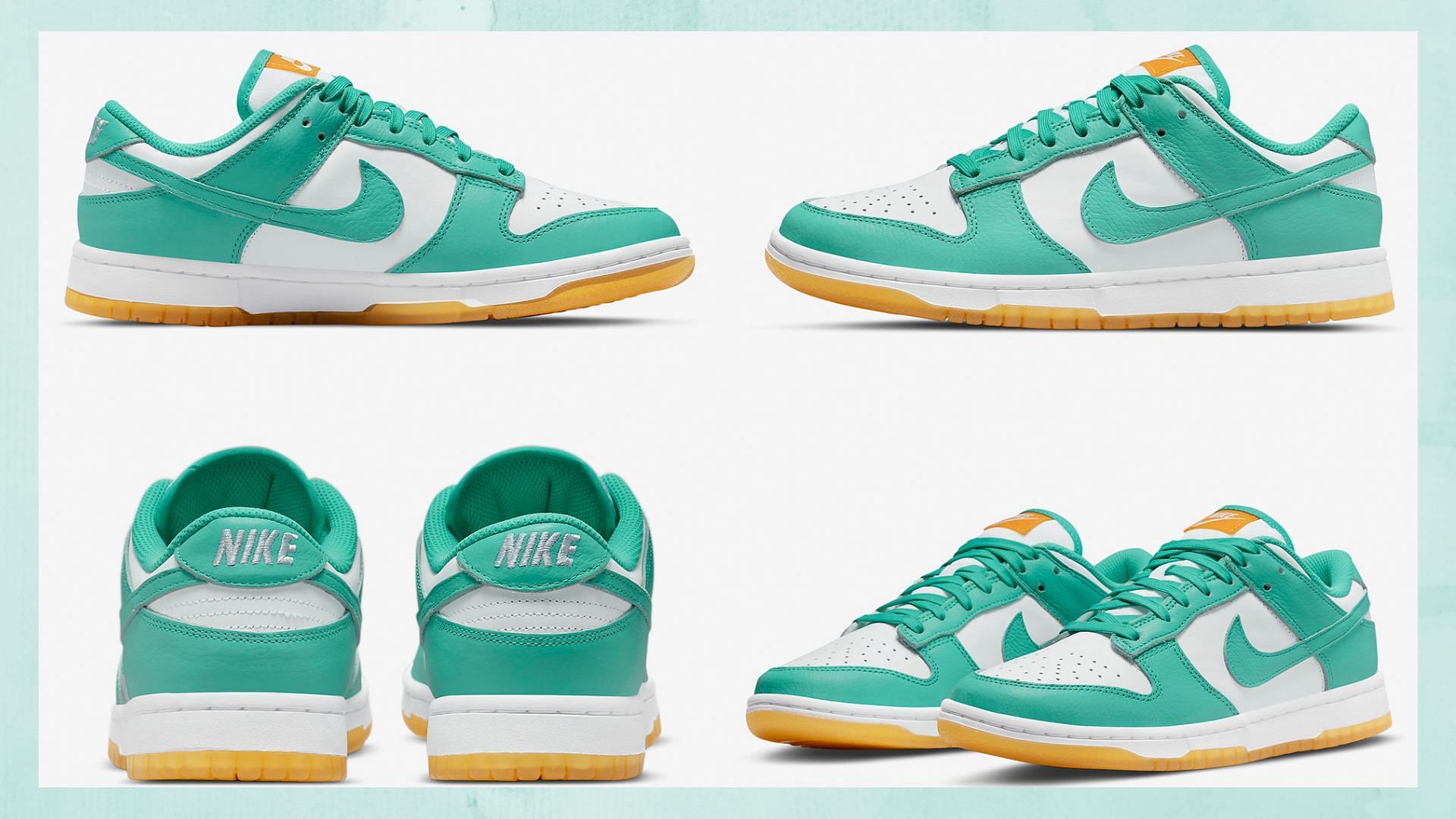 Take a detailed look at the Nike Dunk Low Teal Zeal colorway (Image via Sportskeeda)