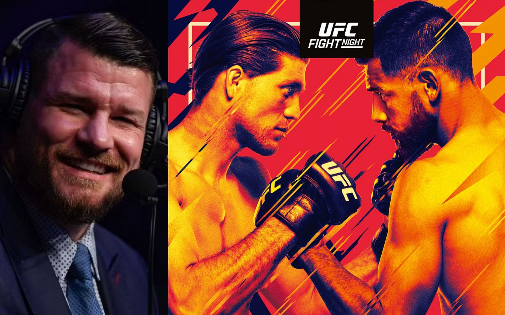 Michael Bisping (left), Brian Ortega and Yair Rodriguez (right) [Image (right) via @btsportufc on Twitter]