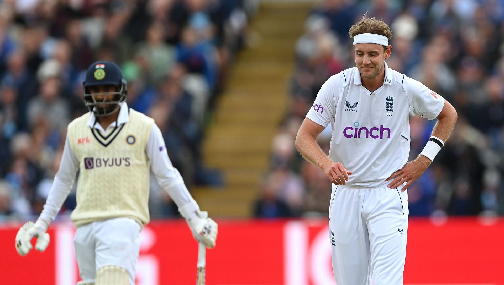 England bowler Stuart Broad reacts after conceding a world record 35 runs in an over. Pic: Getty Images