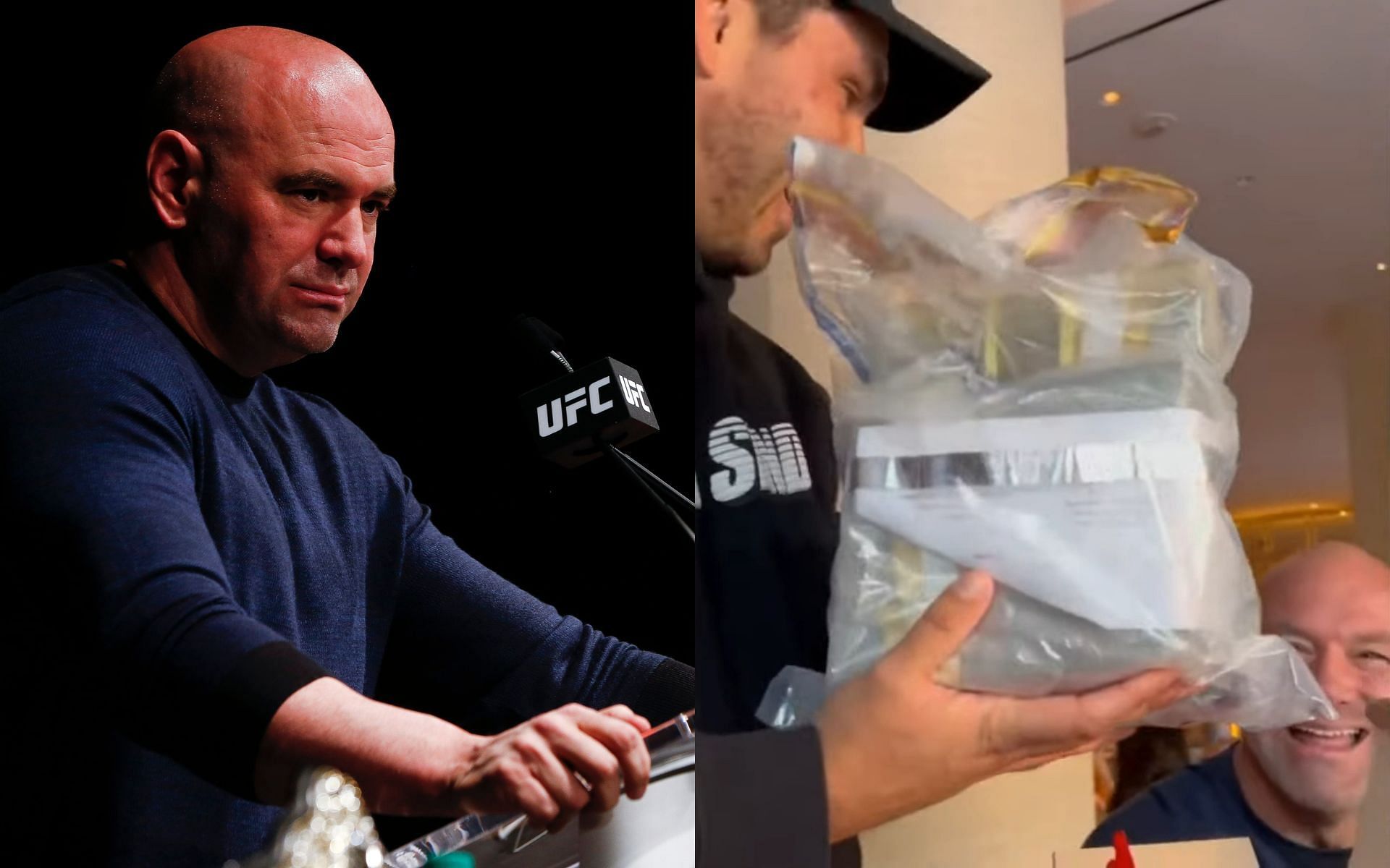 Dana White (left) was trolled on his birthday for his gift to Kyle Forgeard (right) [Image via @KyleForgeard on Twitter]