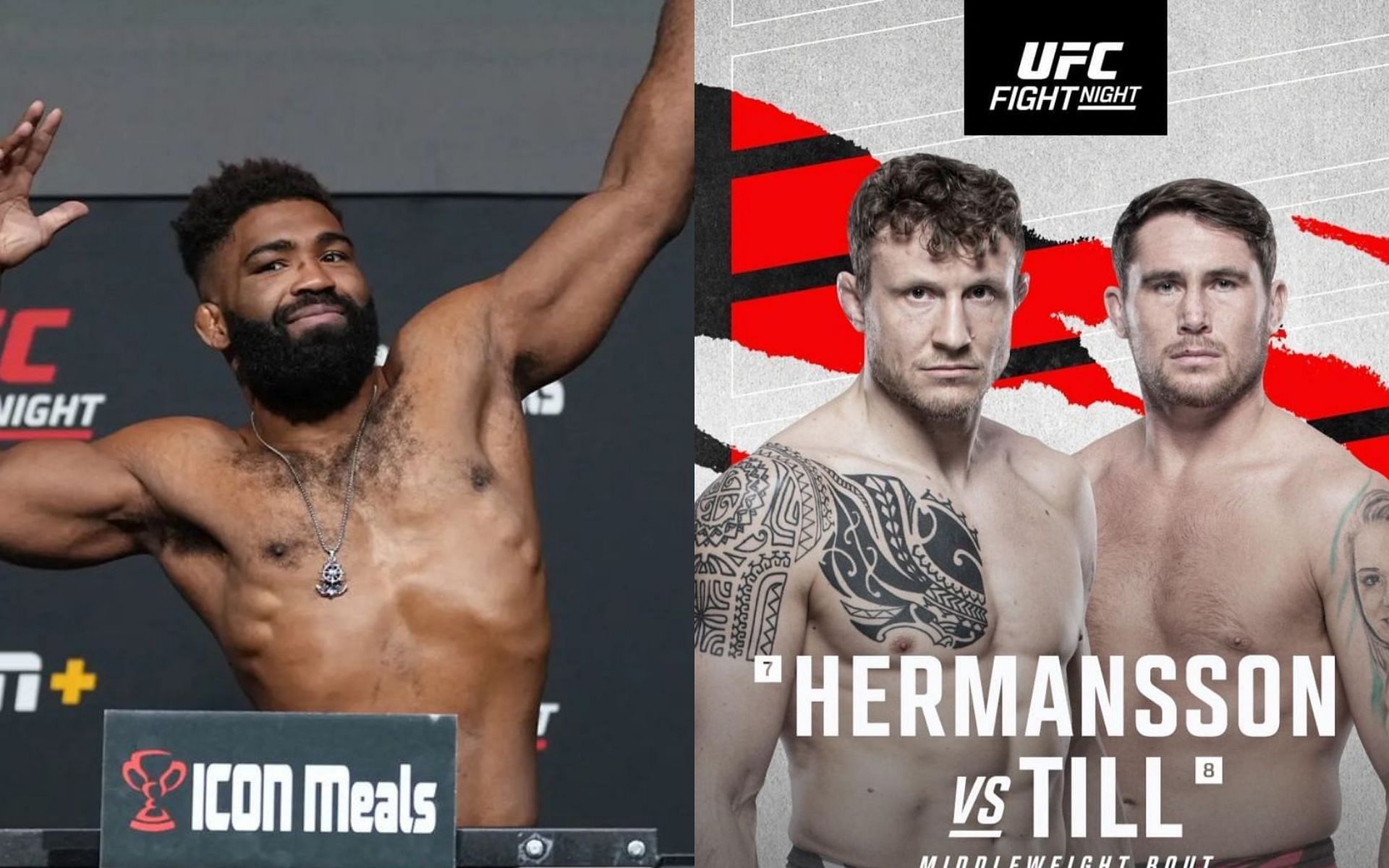 Chris Curtis (L) and Jack Hermansson vs. Darren Till poster (R) [Images via @actionman513 and @jackthejokermma on Instagram]