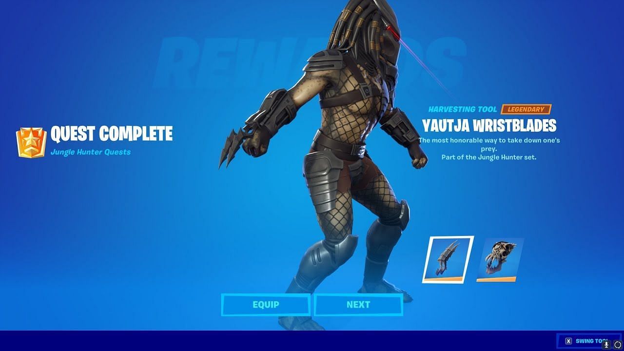 Yautja Wristblades is the best harvesting tool in Fortnite (Image via Epic Games)