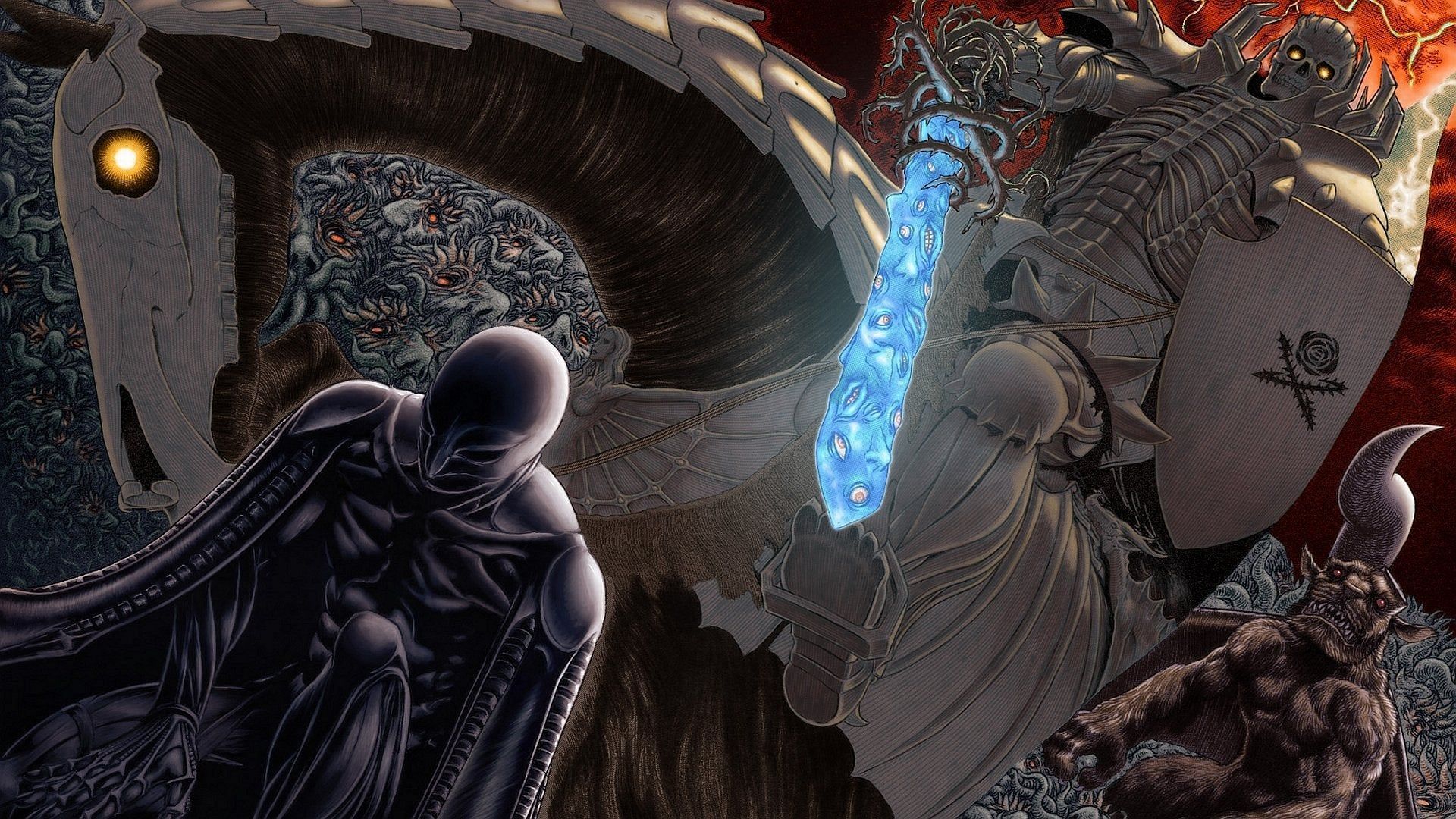 A colored version of one of the late Kentaro Miura&#039;s most iconic spreads in Berserk (Image via Reddit/anime_mylife)