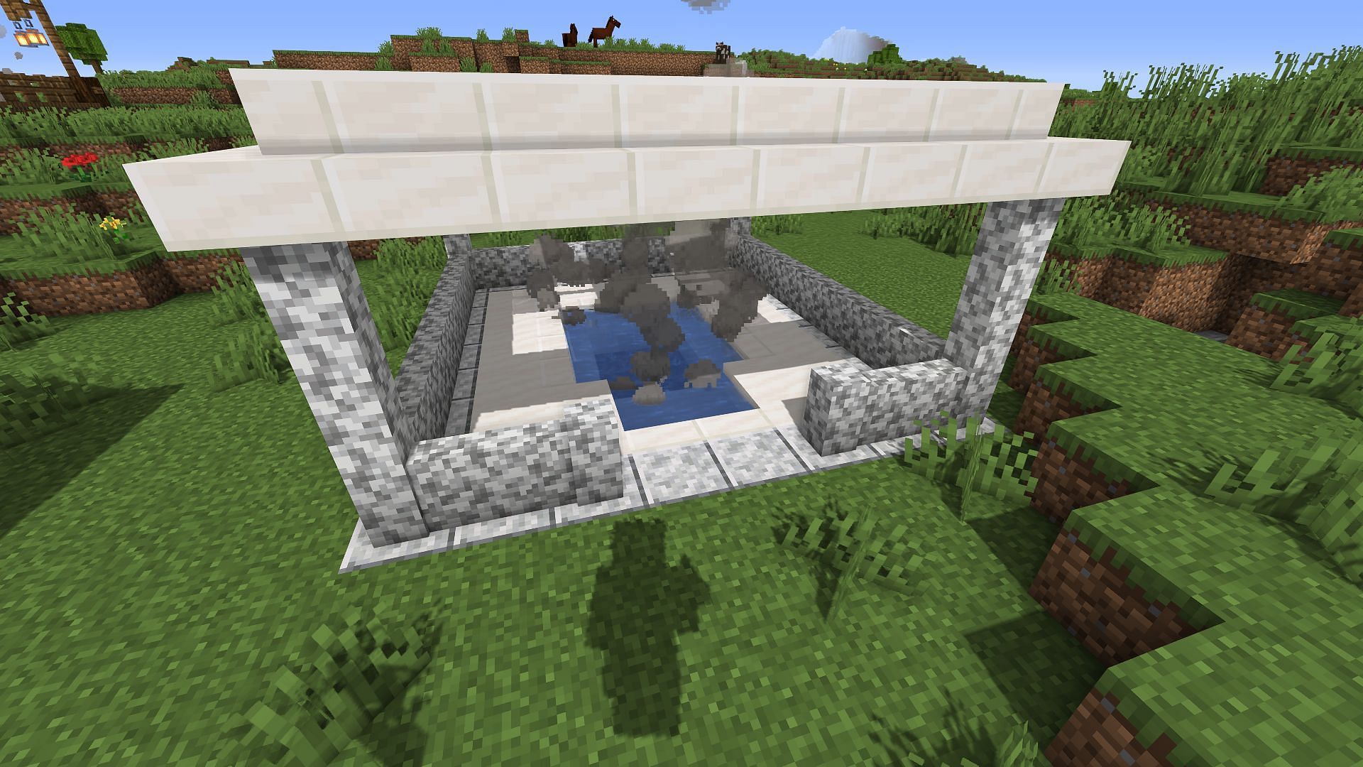 An example of a simple in-ground hot tub (Image via Minecraft)