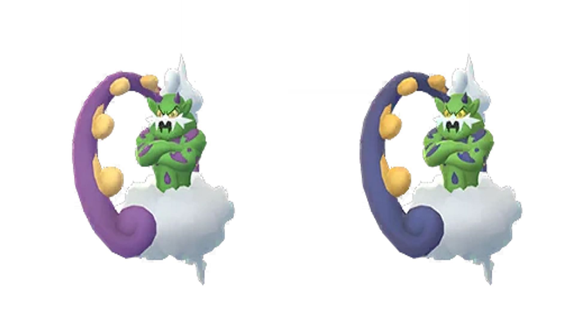 Γυαλιστερό Tornatus (δεξιά) με τυπικό Tornatus (αριστερά) (Εικόνα μέσω The Pokemon Company)