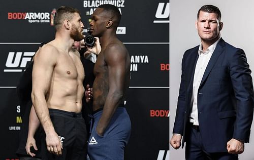 Jan Blachowicz (left), Israel Adesanya (center) & Michael Bisping (right)