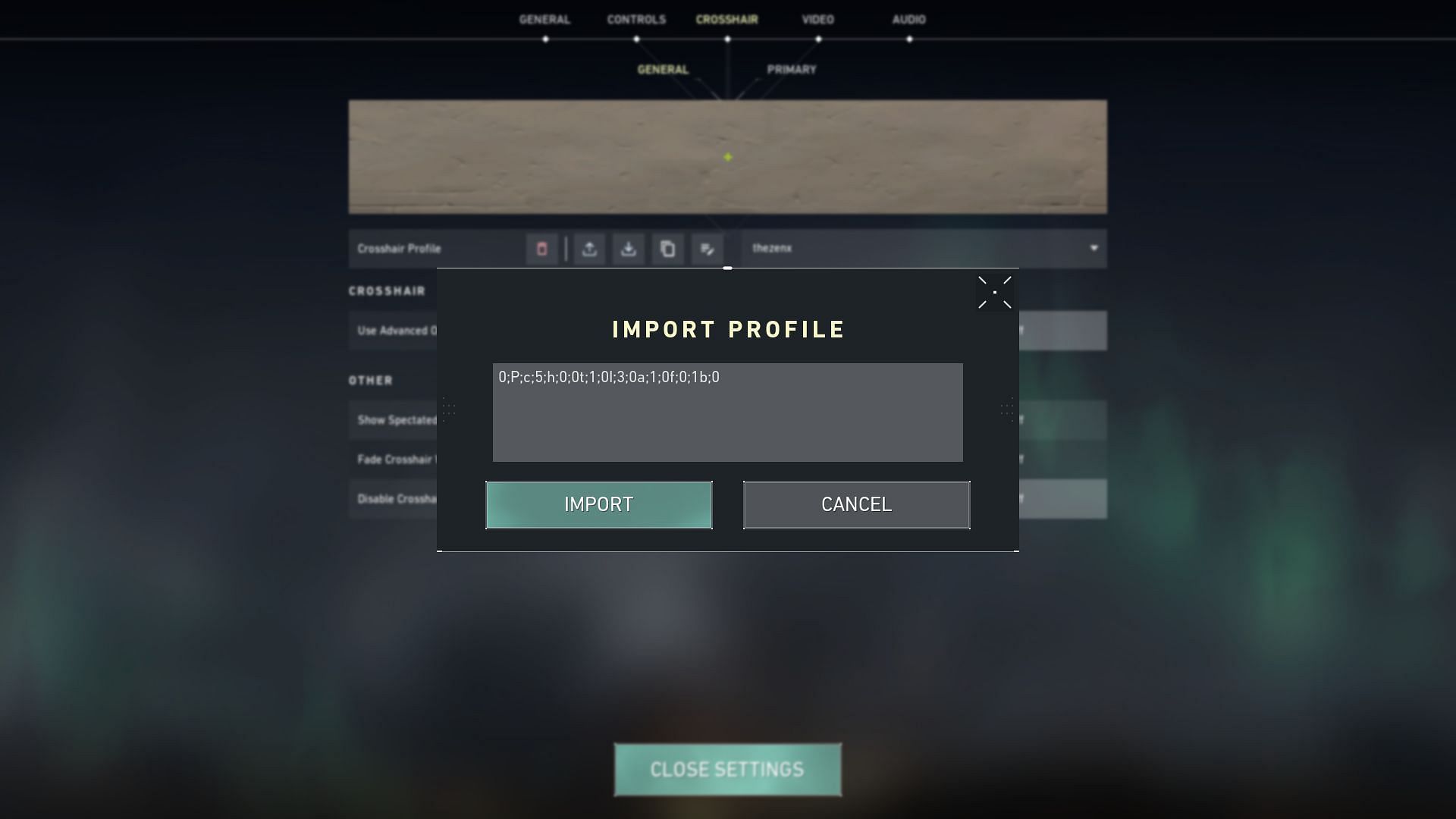 &#039;Import Profile&#039; window in the in-game settings (Image via Riot Games)