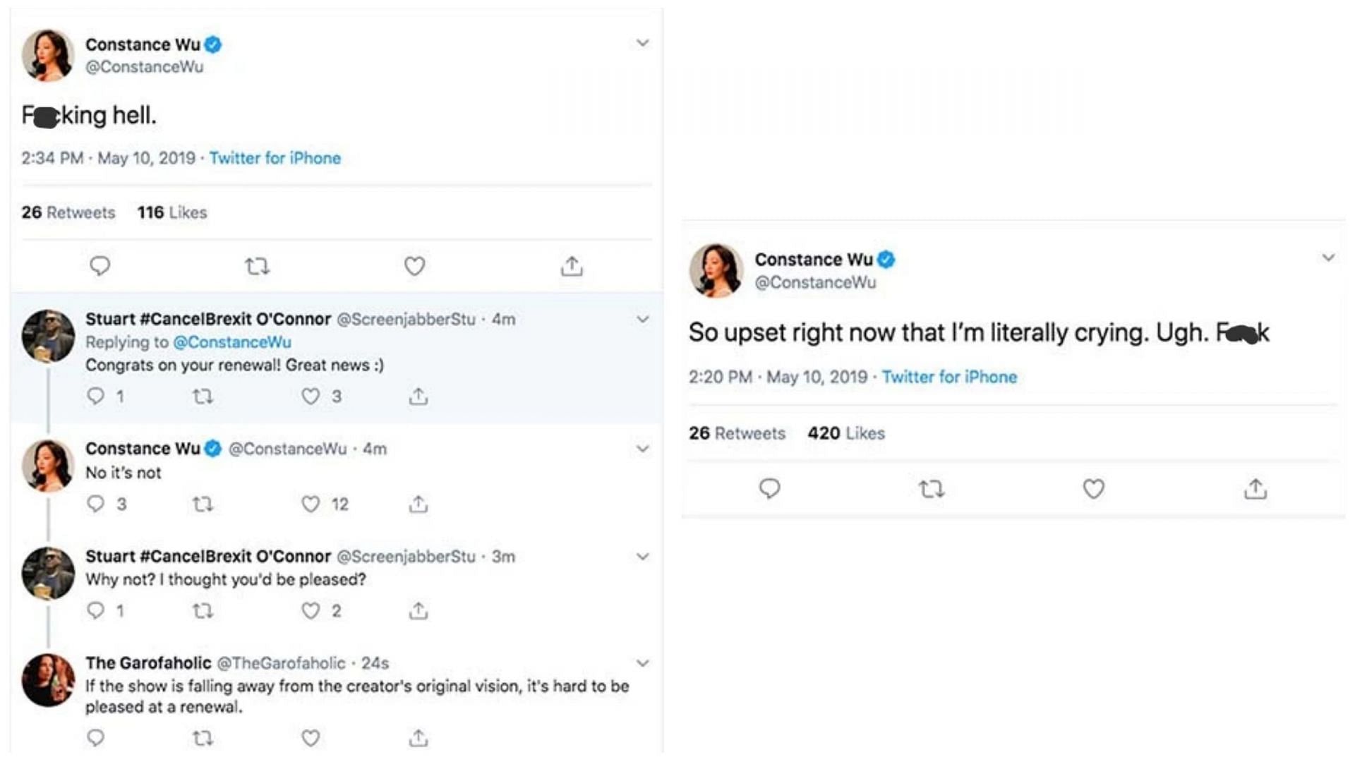 Tweets posted by Constance Wu (Image via @ConstanceWu/Twitter)