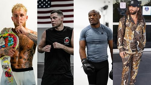 Left to Right: Jake Paul, Nate Diaz, Kamaru Usman, Jorge Masvidal [ Image credits: @jakepaul @natediaz209 @usman84kg @gamebredfighter /Instagram ]