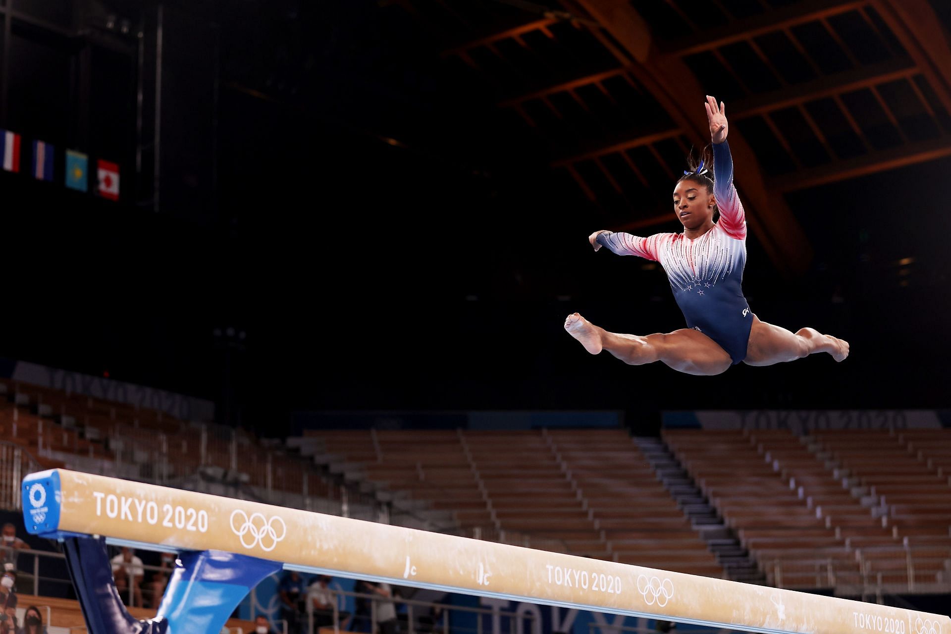 Simon Biles in action at the Tokyo Olympics