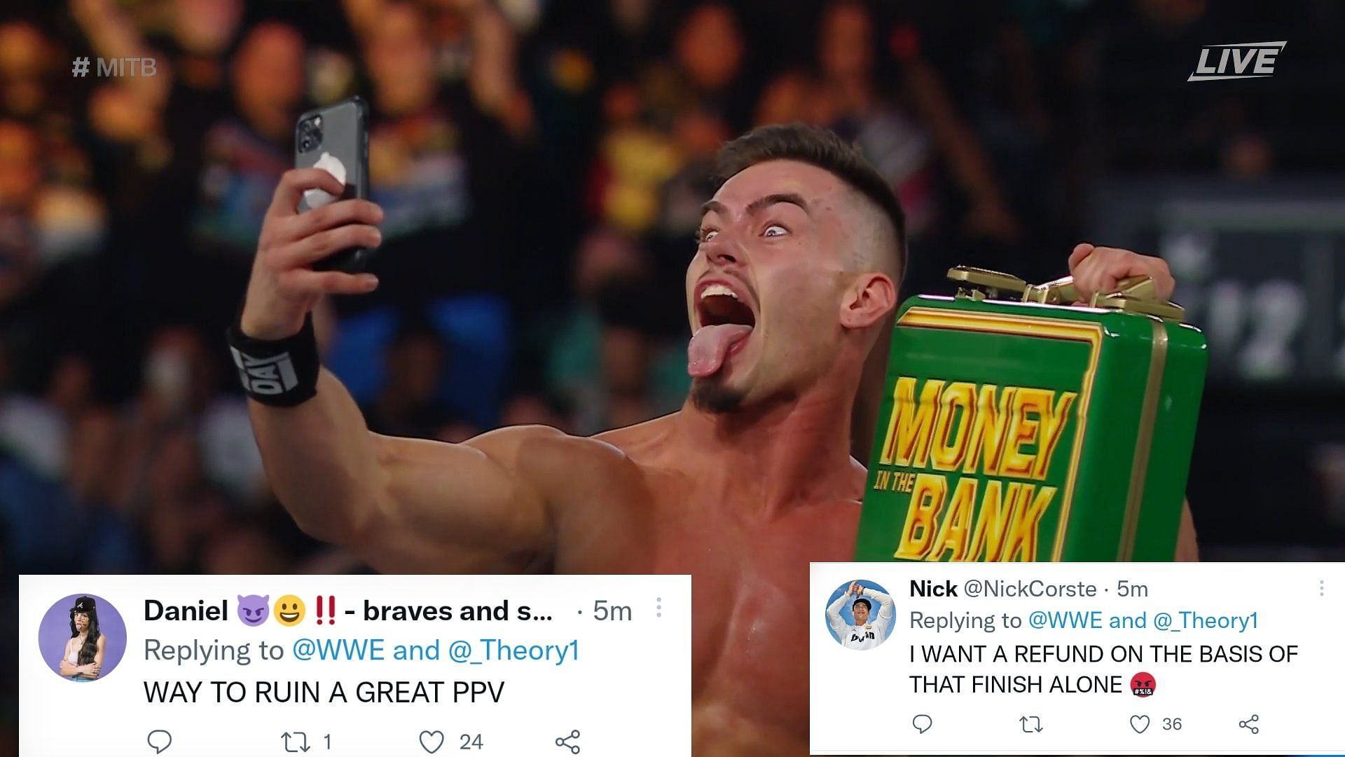 WWE fans aren&#039;t happy after Theory won the Money in the Bank ladder match!
