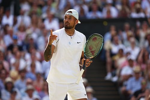 Nick Kyrgios in action at Wimbledon