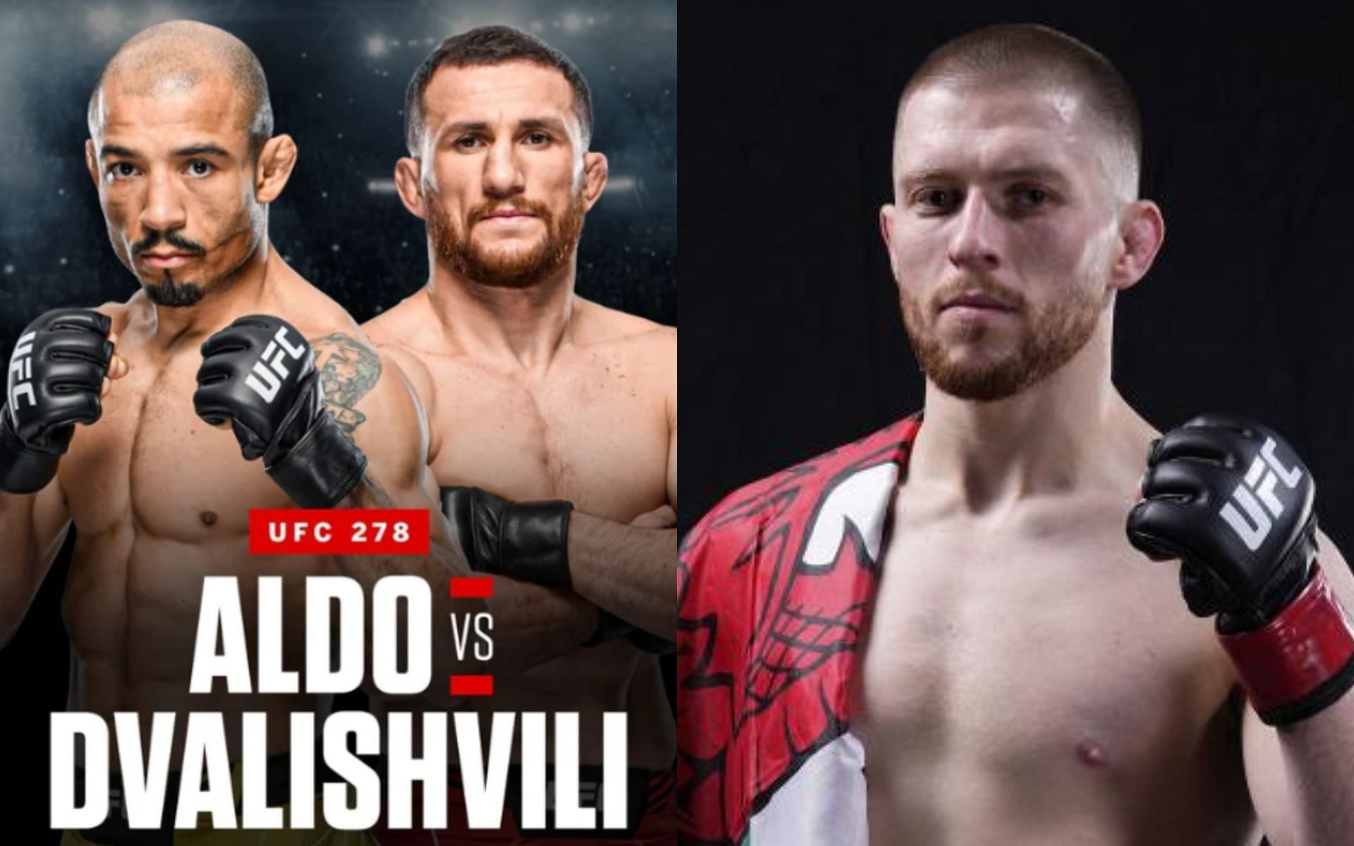 Aldo vs. Dvalishvili (left. Image credit: ESPN MMA), Jack Shore (right. Image credit: UFC.com)