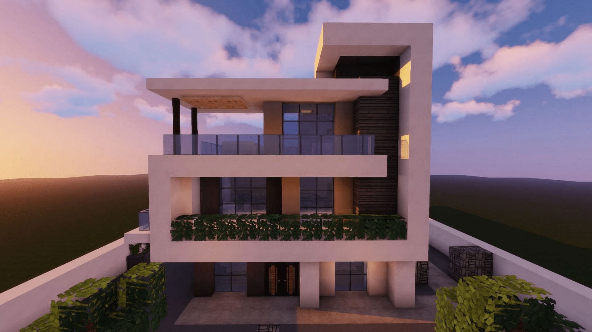 A modern home exterior (Image via Mojang)
