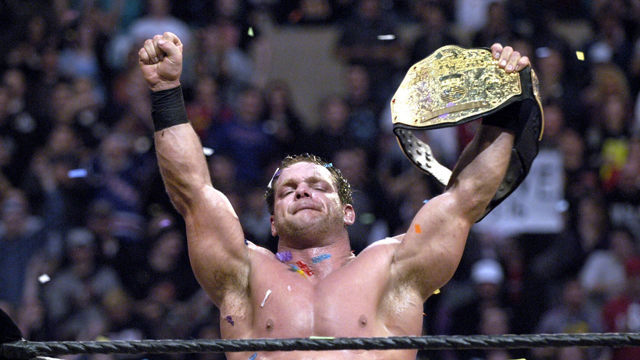 Benoit celebrates his World Heavyweight Championship victory