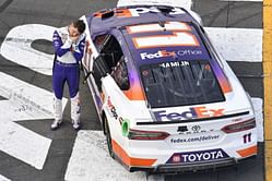 "Live on eBay. 1 tainted trophy and 1 used bottle of champagne" - Denny Hamlin puts his Pocono race trophy up for grabs