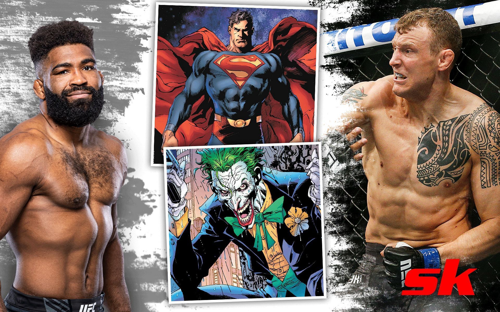 (Clockwise) Chris Curtis, Superman, Jack Hermansson, The Joker [Images via ufc.com, dccomics.com, and @superman on Instagram]