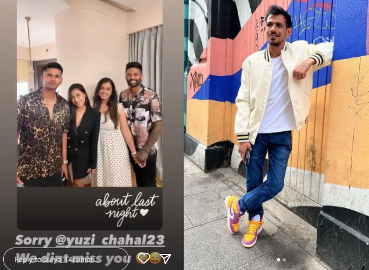 Suryakumar Yadav shared an Insta story and trolled Yuzvendra Chahal in a funny manner. Pics: Instagram