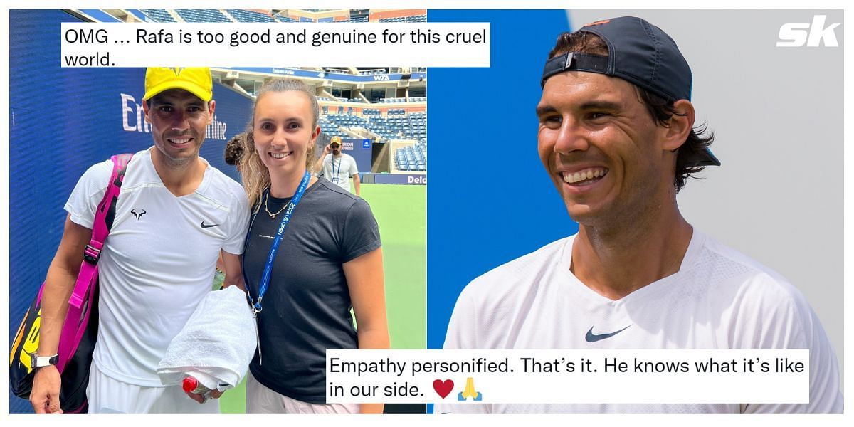 Tennis fans react to Rafael Nadal taking time out to pose for pictures with fans after exhausting practice session 