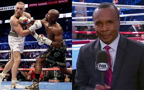 Conor McGregor and Floyd Mayweather (left), Sugar Ray Leonard (right) [Images courtesy of UFC On Fox on YouTube]