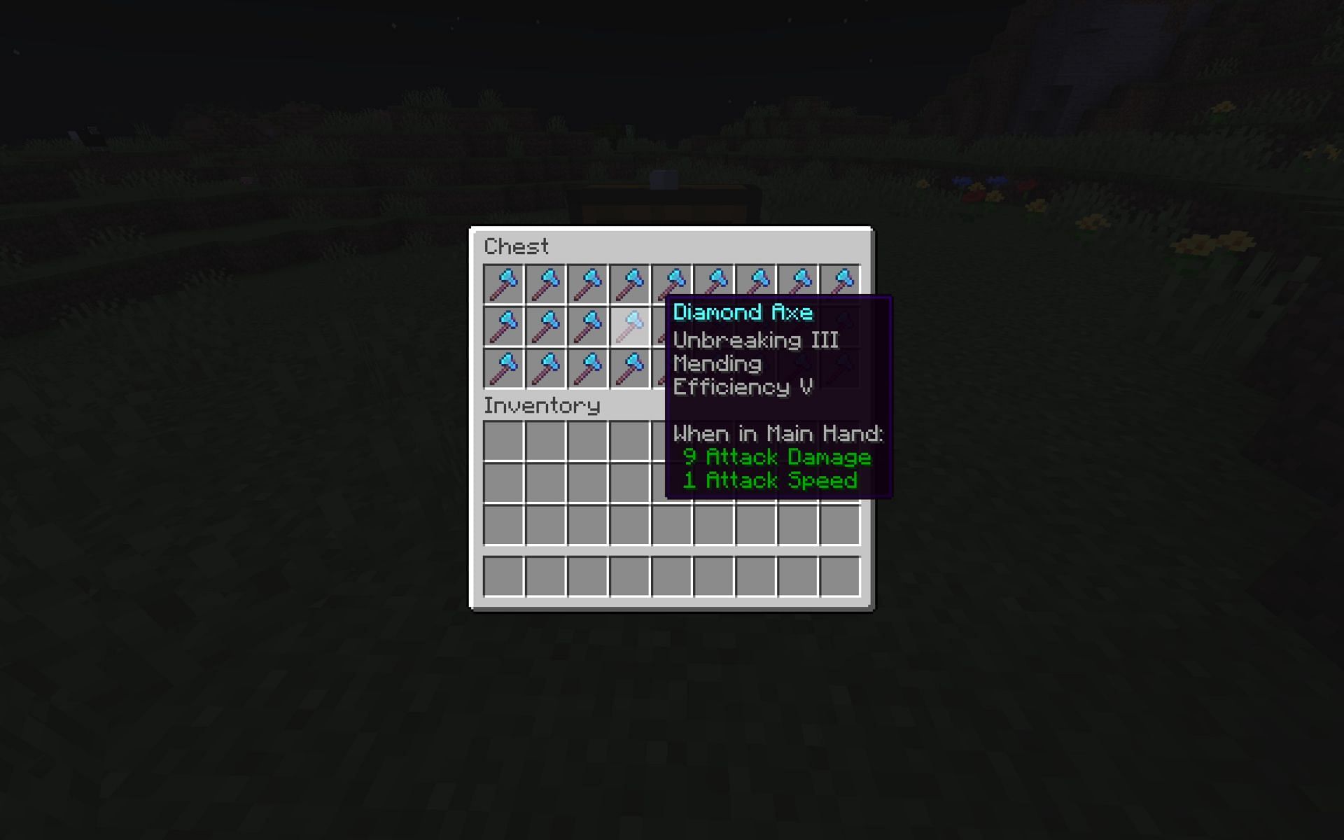 An enchanted diamond axe in Minecraft (Image via Minecraft)