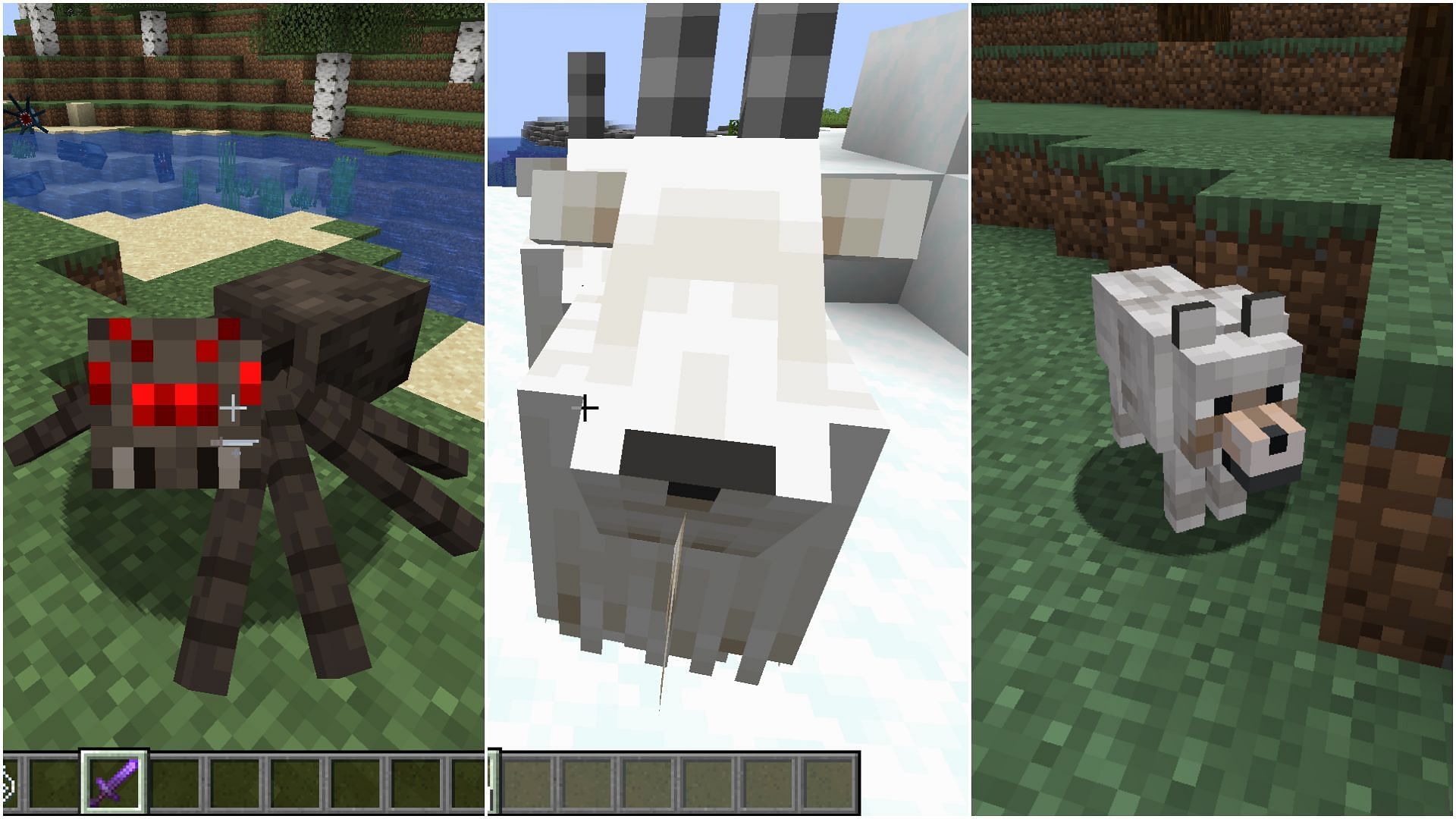 Some of the neutral mobs present in Minecraft 1.19 Overworld realm (Image via Sportskeeda)