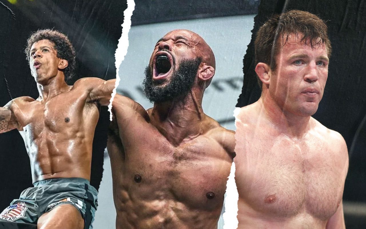 (From left to right) Adriano Moraes, Demetrious Johnson, Chael Sonnen.