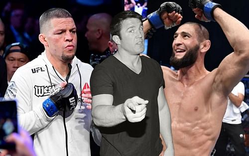 Nate Diaz (left), Chael Sonnen (center), Khamzat Chimaev (right) (Images via Getty)