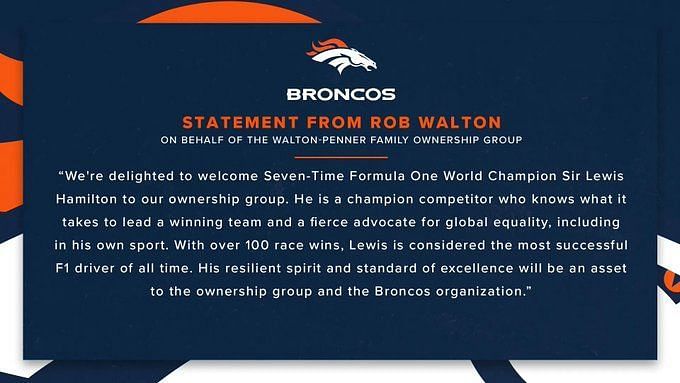 Lewis Hamilton acquires minority stake in Denver Broncos - SportsPro