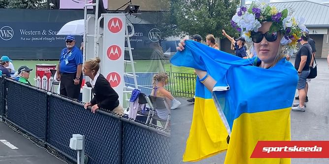 Spectator with "oversized" Ukraine flag thrown out of Cincinnati Open qualifier