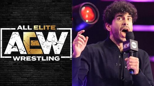 AEW logo (left); Tony Khan (right)