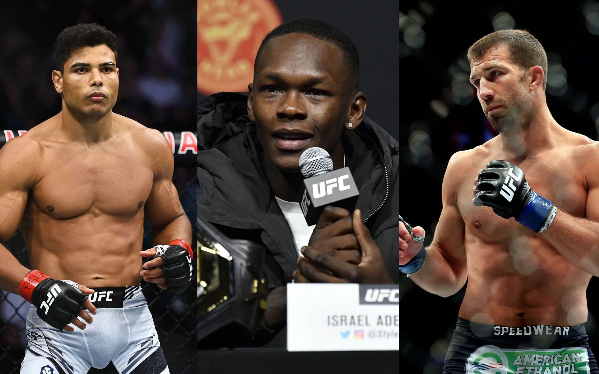 Paulo Costa (left), Israel Adesanya (middle) and Luke Rockhold (right)