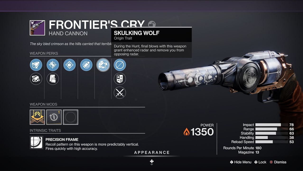 Frontier&#039;s Cry Hand Cannon (Image via Destiny 2)
