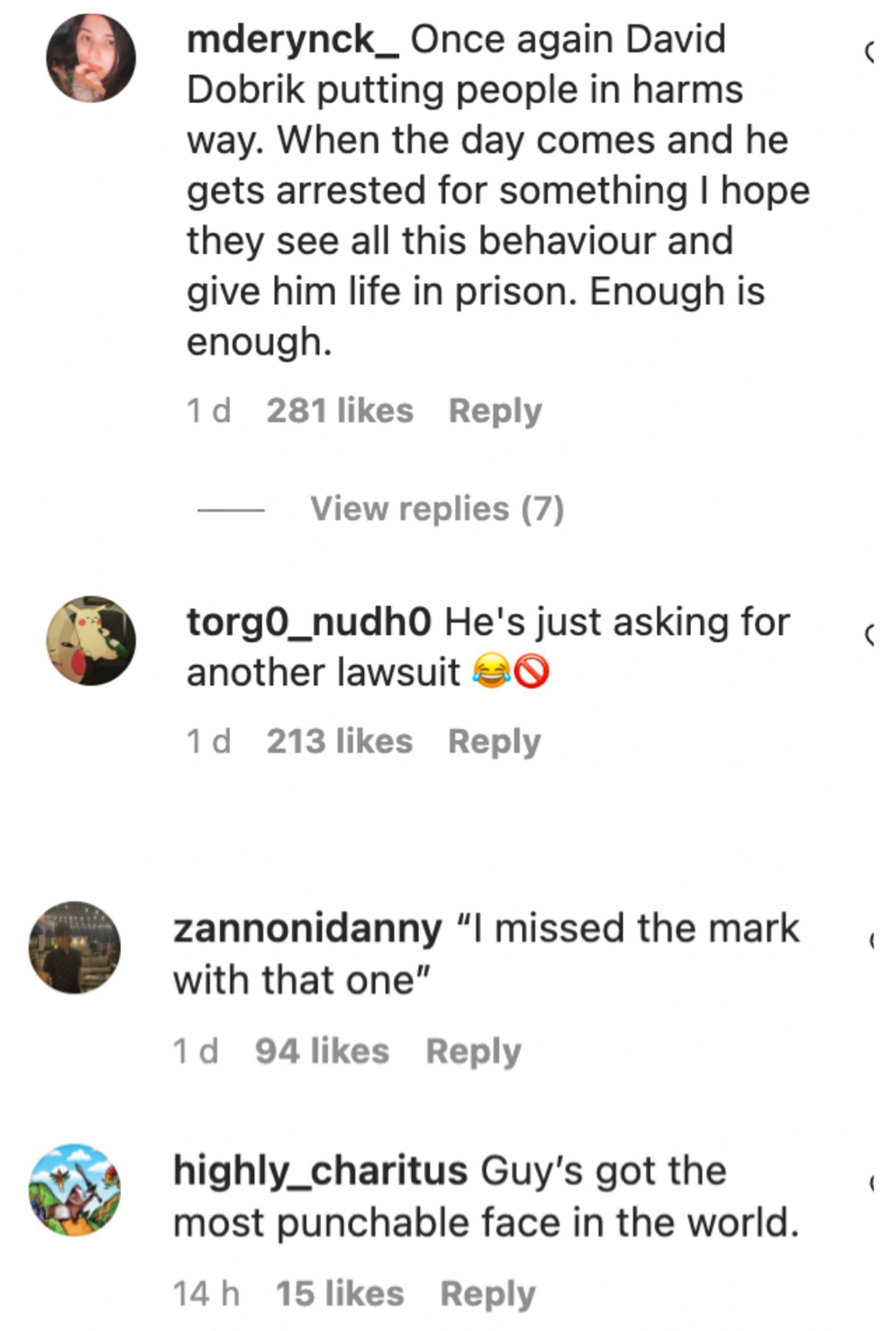 Netizens remind David about his previous lawsuits and slam him for his recent video. (Image via Instagram)