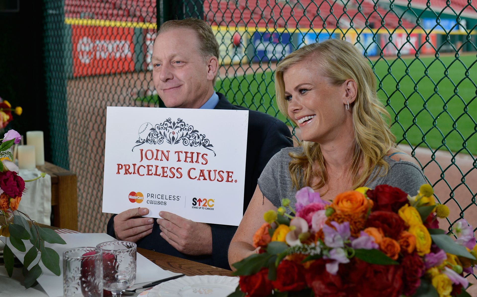 Curt Schilling and Alison Sweeney at Great American Ball Park in Cincinnati, Ohio