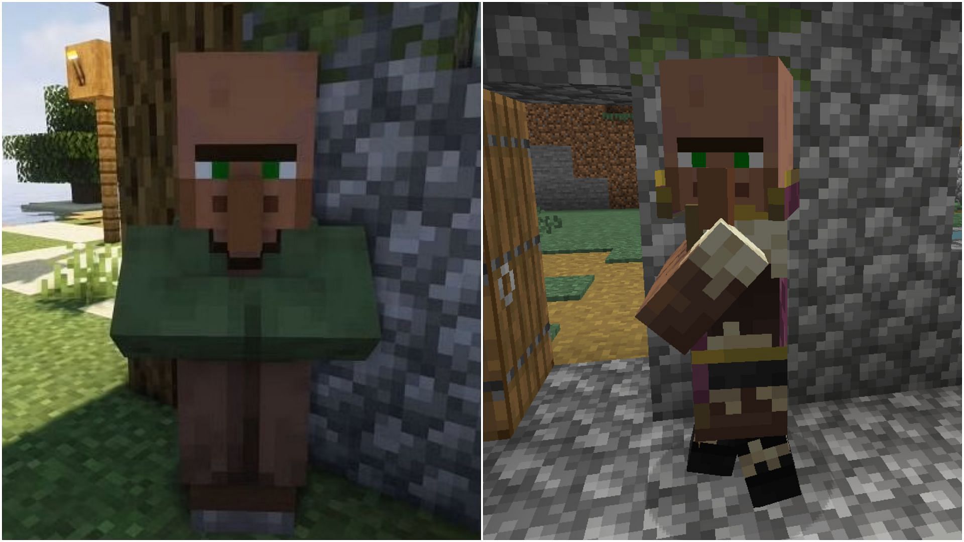 There is a visual difference between nitwit and regular villagers in Minecraft (Image via Sportskeeda)